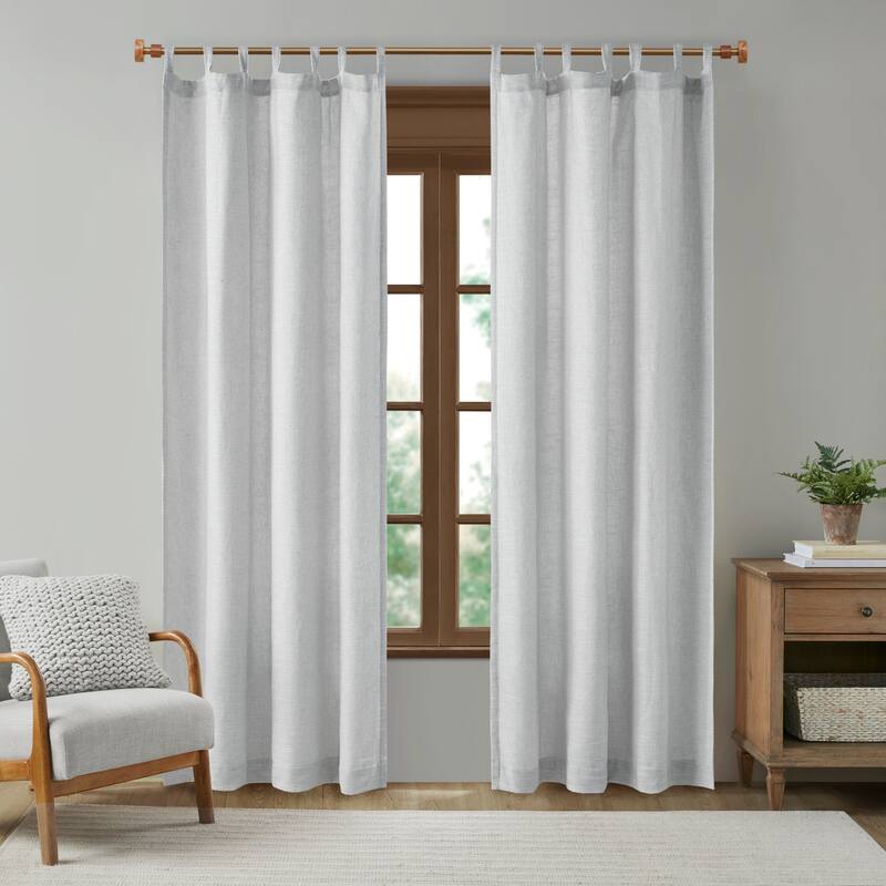 Madison Park Barnet Faux Linen Tab Top Fleece Lined Curtain Panel - 84" Panel