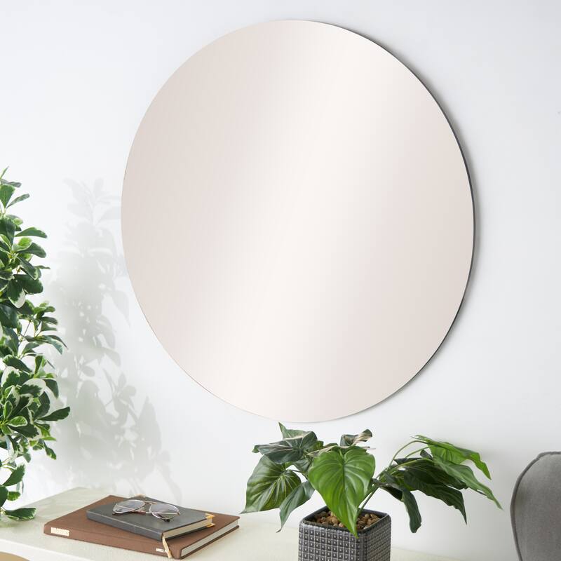 Wood Round Tinted Wall Mirror - Purple, Blue or Beige - Roche River Decor