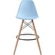 preview thumbnail 35 of 57, Counter Stool With Back Plastic Molded Wooden Eiffel Base For Kitchen Island Hotel Work High Chair Light Blue