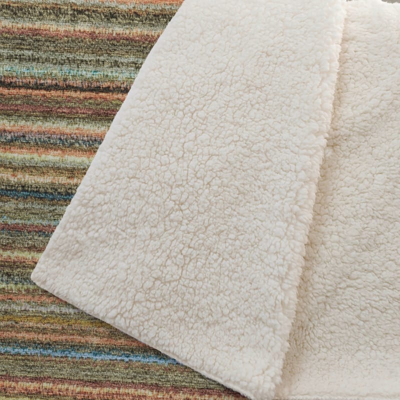 Premium Machine Washable Casual Stripes Sherpa Throw Blanket