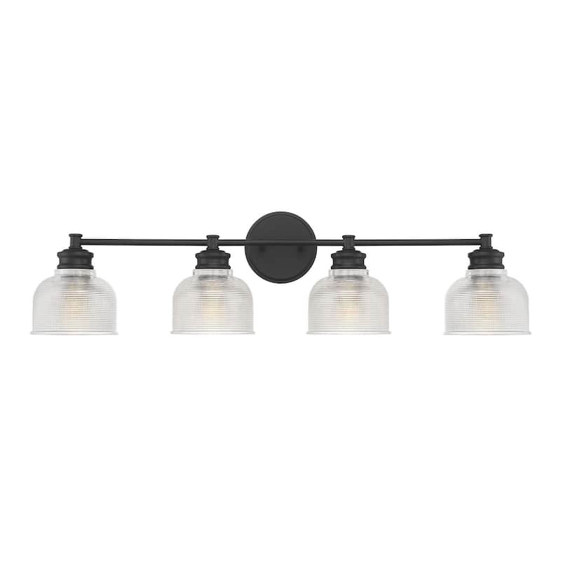 Meridian M80036 4 Light 32" Wide Bathroom Vanity Light with Halophane - Matte Black