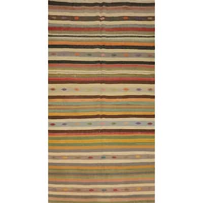 Hand Woven Oriental 100% Wool Carpet Southwestern Tribal Multi-Colored Kilim Area Rug - 10' 7'' X 5' 9''