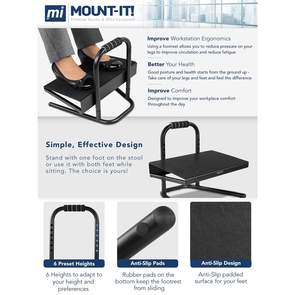 Mount-it! Height Adjustable Foot Rest For Standing And Sitting