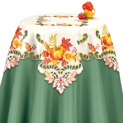 Embroidered Autumn Pumpkin Intricate Cutwork Table Linens