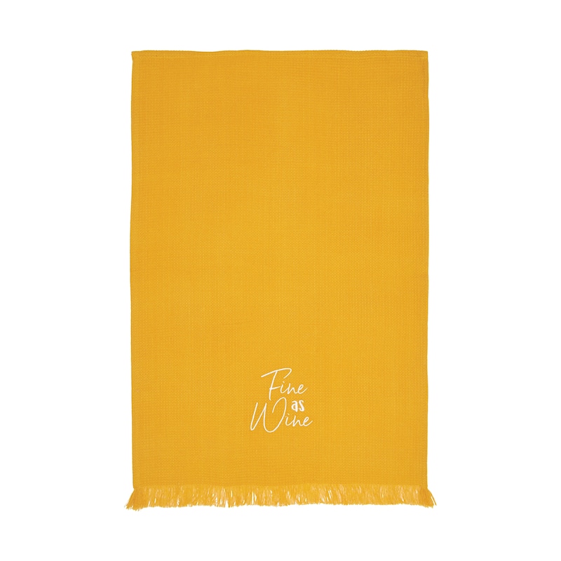 Fine As Wine Embroidered Waffle Weave Cotton Decorative Kitchen Dishtowel
