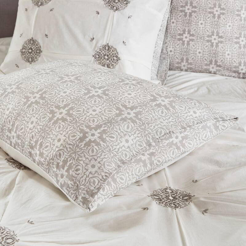 GDF Studio - Malia 6-Piece Embroidered Cotton Reversible Comforter Set