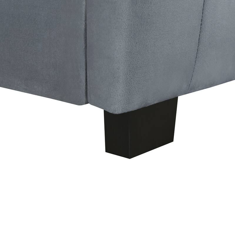 Velvet Fabric Upholstered Platform Bed with Twin Size Trundle
