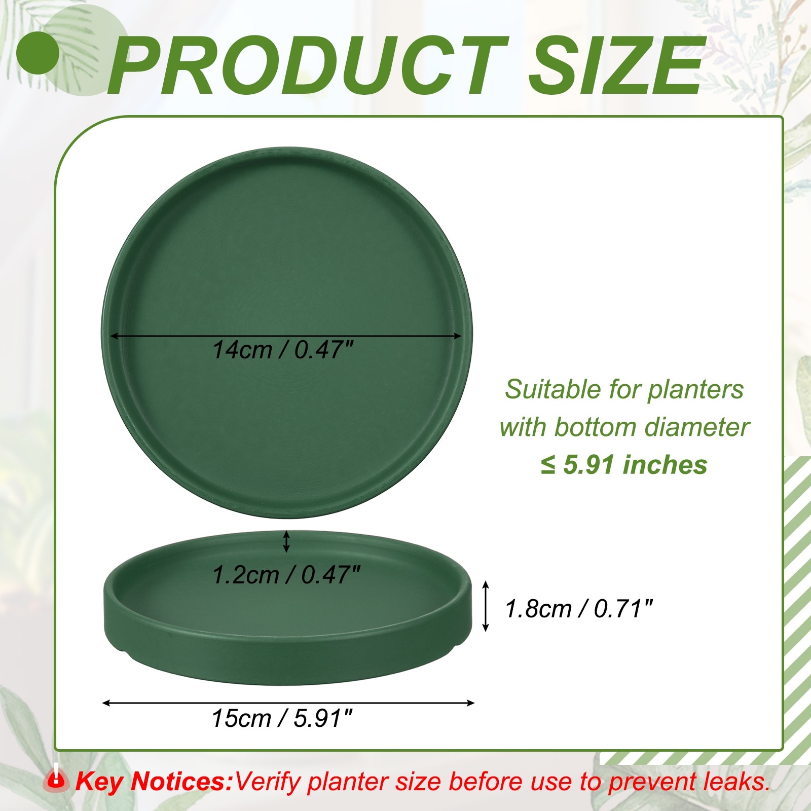 Ceramic Plant Saucers, Round Flower Planter Water Trays Ceramic Plant Saucer Pot Tray