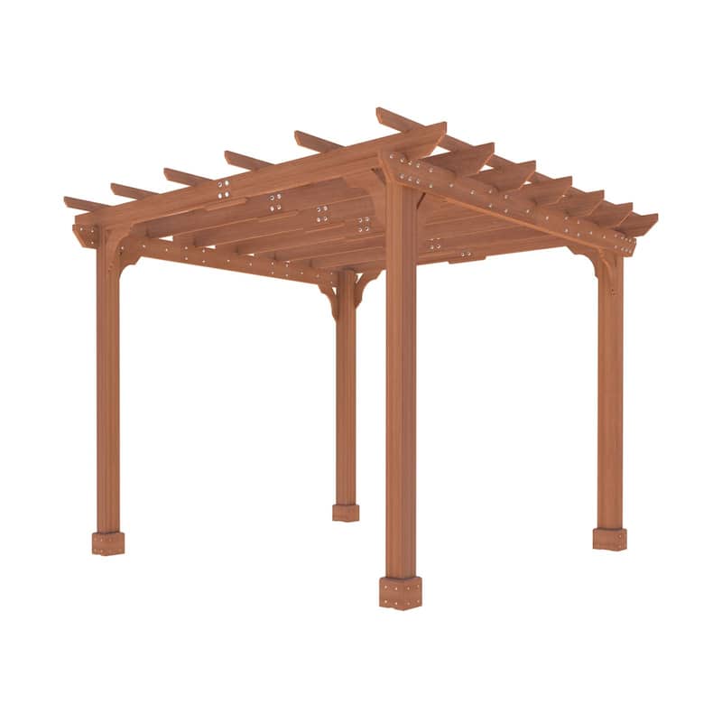 VEIKOUS Outdoor Cedar Wood Pergola Gazebo Kit with Flat Roof Trellis for Patio, Deck, Garden and Backyard