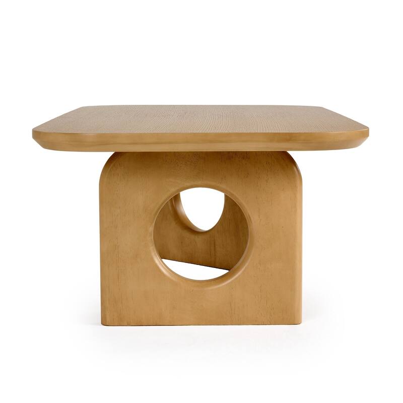 Noe Ohan 50 Inch Coffee Table, Rectangular, Light Brown Solid Rubberwood