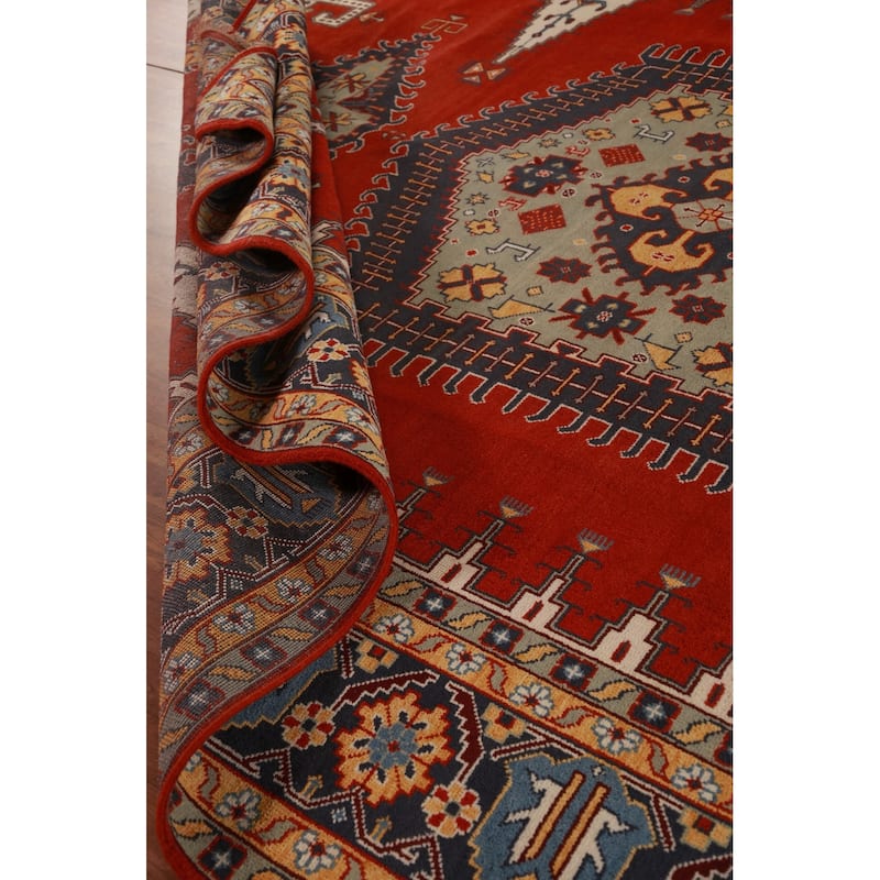 Palace Size Red Viss Indian Large Rug Handmade Wool Carpet - 12'2"x 17'9"