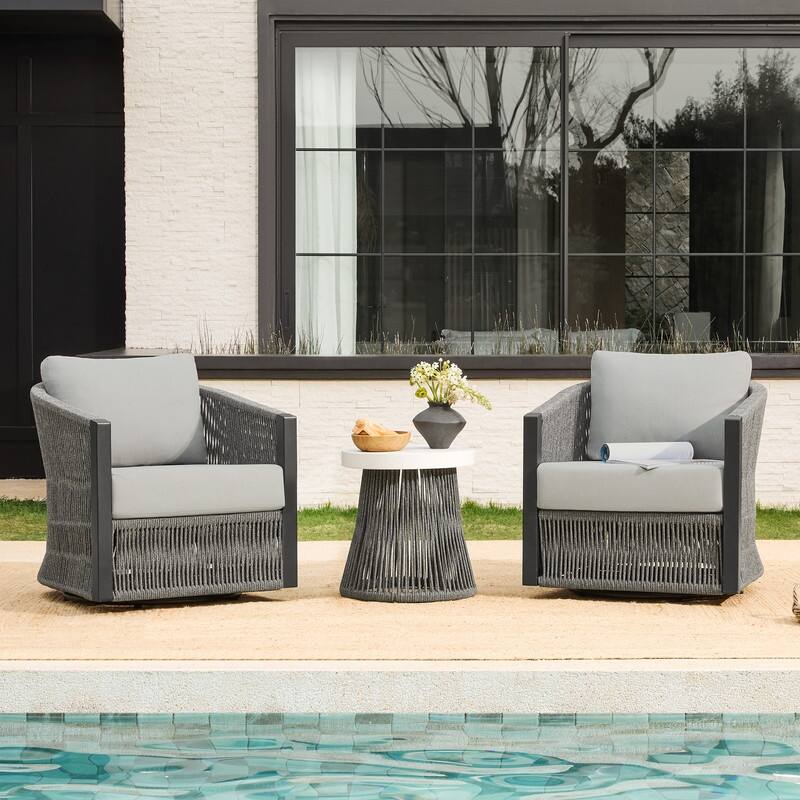 Carlos Outdoor Patio Furniture Bistro Set Swivel Chair