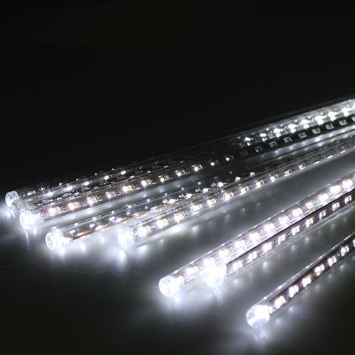 AGPtek 8pcs 50cm Tube Colorful Meteor Shower Rain Lights Snowfall Light for Wedding Party Christmas Decor cool White