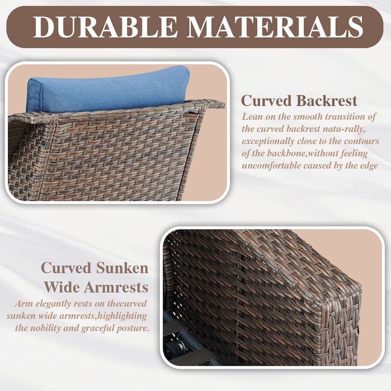 3-Piece Wicker Outdoor Swivel Chair with Table