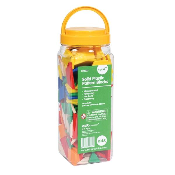 slide 2 of 6, edxeducation Pattern Blocks - Plastic - Set of 250 - Assorted Assorted - Math - Kids