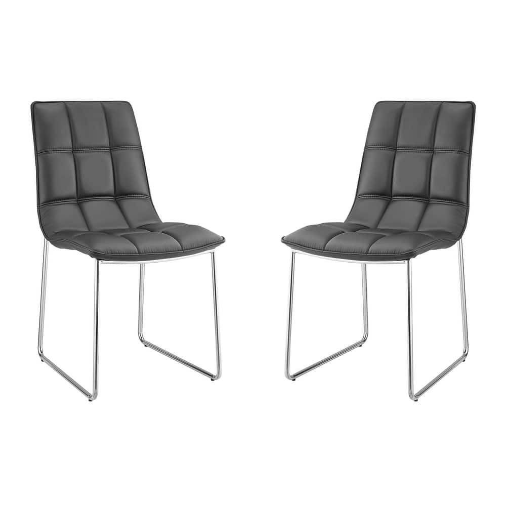 Casabianca Home Leandro Set of 2 Dining Chair in Black PU Leather