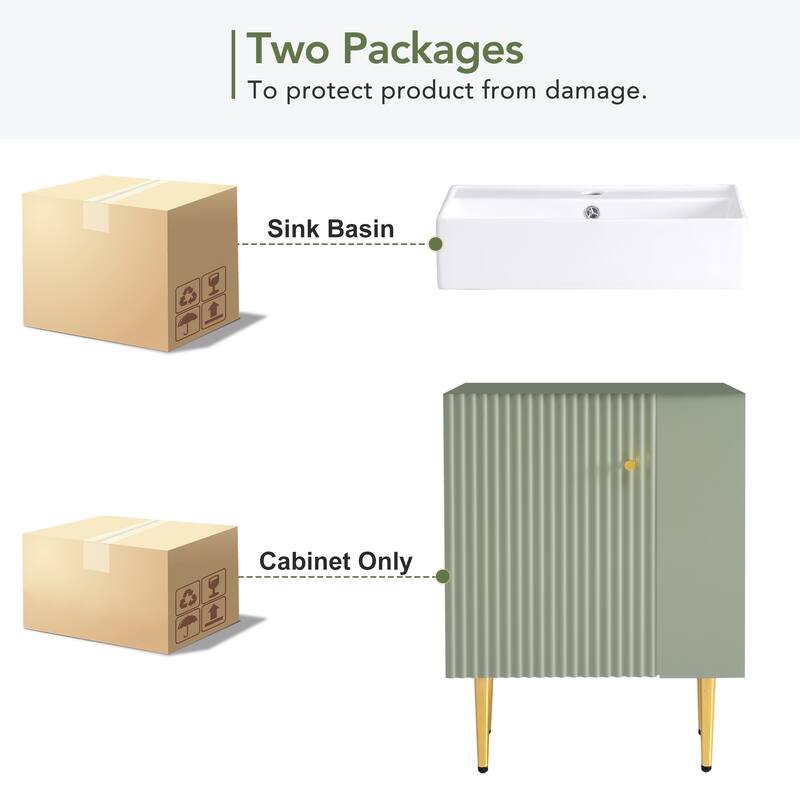 21.6" Bathroom Vanity, Combo Cabinet, Bathroom Storage Cabinet, Single Ceramic Sink, Right Side Storage