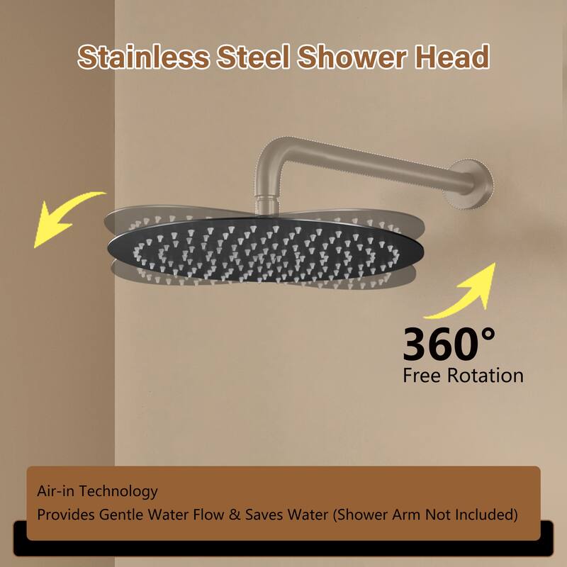 1-Spray Pattern with 2.5 GPM Round Ceiling Mount Rain Fixed Shower Head