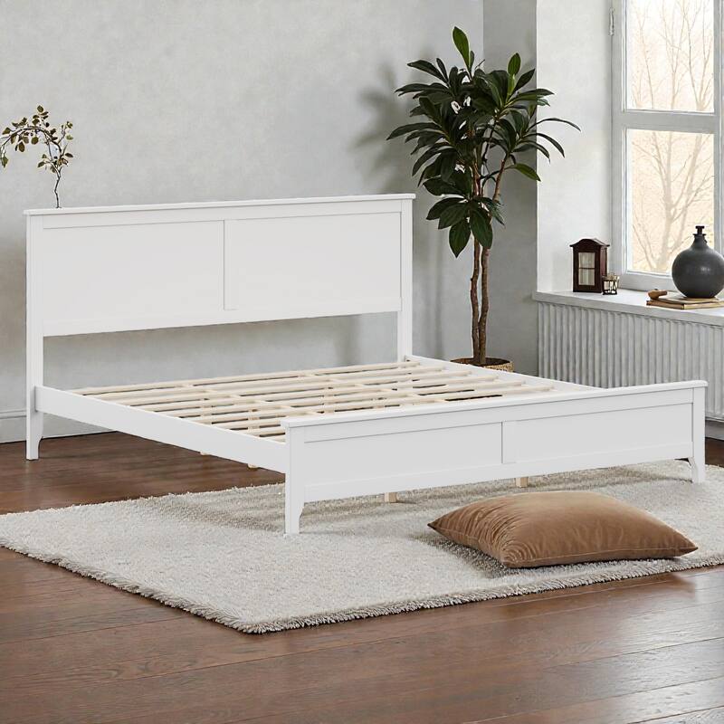 Modern Solid Wood Platform Bed Frame with Wooden Slats Support, No Box Spring Needed, Full Queen King