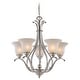 preview thumbnail 1 of 6, VAXCEL Monrovia 5-Light 26 in. Wide Chandelier with White Glass Shade, Adjustable Height Hanging Ceiling Fixture Brushed Nickel - 26-in W x 25.5-in H x 26-in D