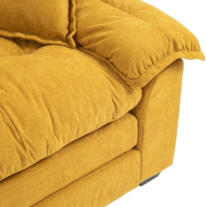 84" Yellow Chenille Loveseat Sofa with Memory Foam and 2 Pillows