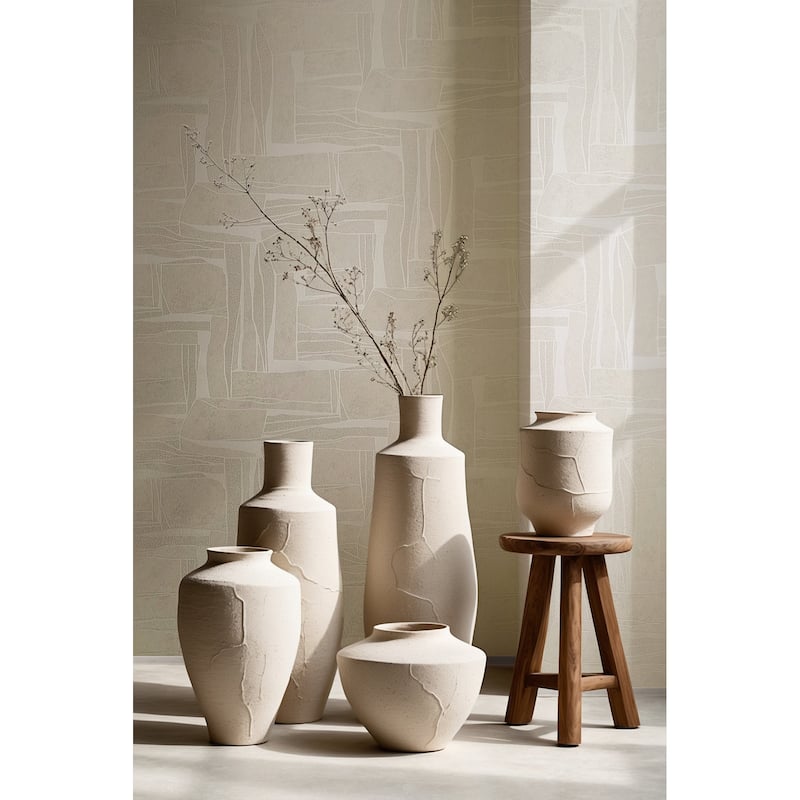 Galerie Wallcoverings Terra Collection Geometric Graphic Glitter Finish Clay on Non-woven Wallpapr Roll