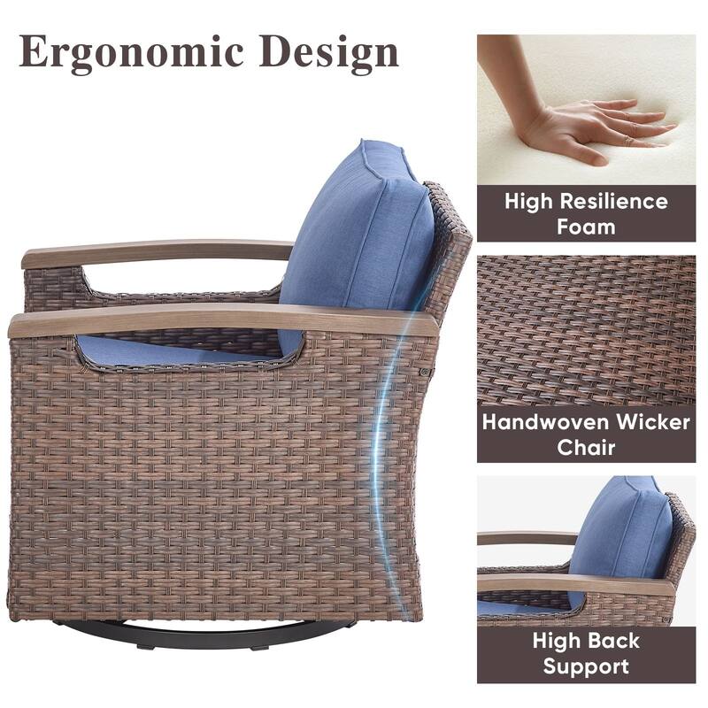 Pocassy Outdoor Patio Sofa Chair Ottoman Table Furniture Set