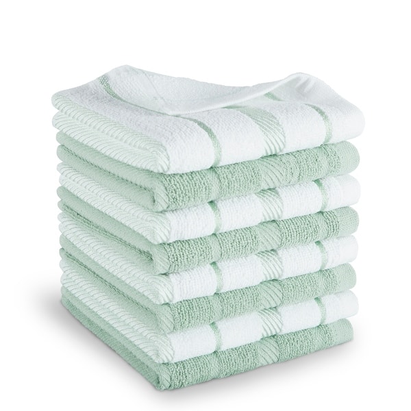 KitchenAid Albany Dishcloth Set 8-Pack - 12"x12" - Pistachio Green/White