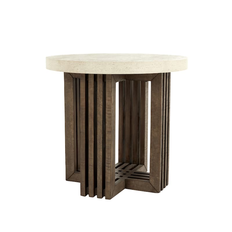 Classic Home Aspen Wood Round End Table - Beige, Brown - Laminate