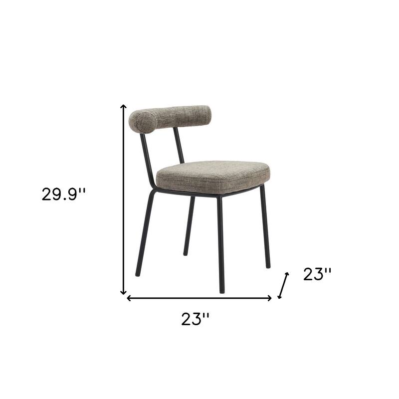 HomeRoots Set of Two Green and Black Upholstered Chenille Open Back Dining Side Chairs - 23' X '29.9' X '23