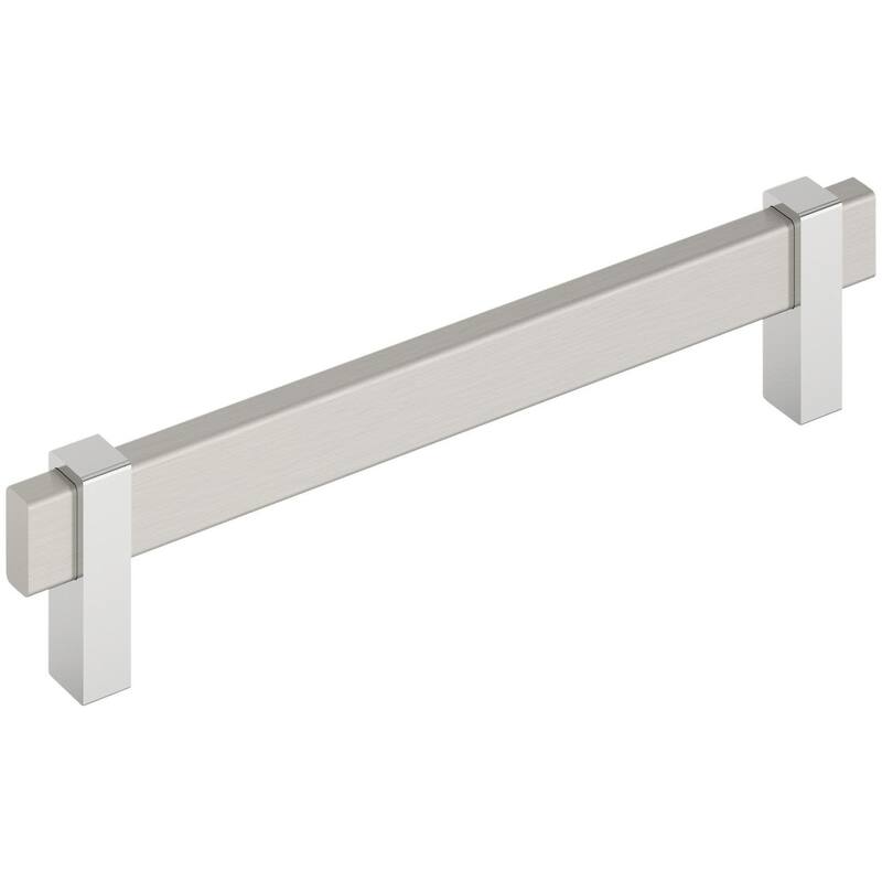 Amerock BP36727 Mulino 6-5/16" Center to Center Bar Cabinet Pull - Satin Nickel / Polished Chrome
