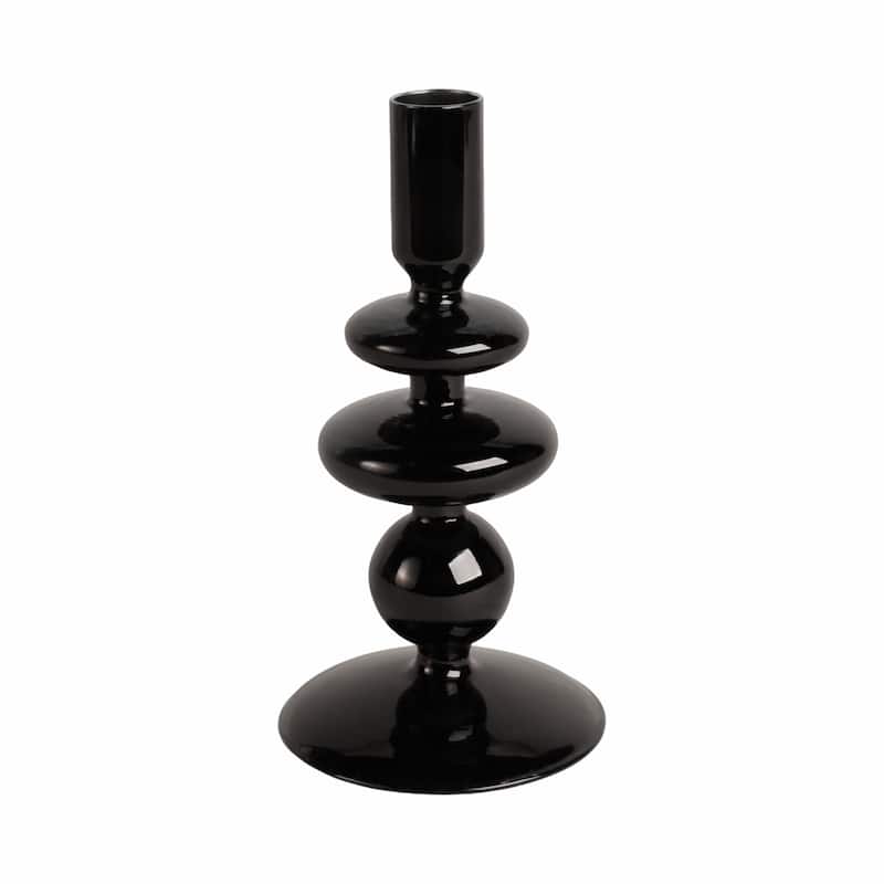 Modern Bubble Glass Candle Holder with Rounded Accent Base