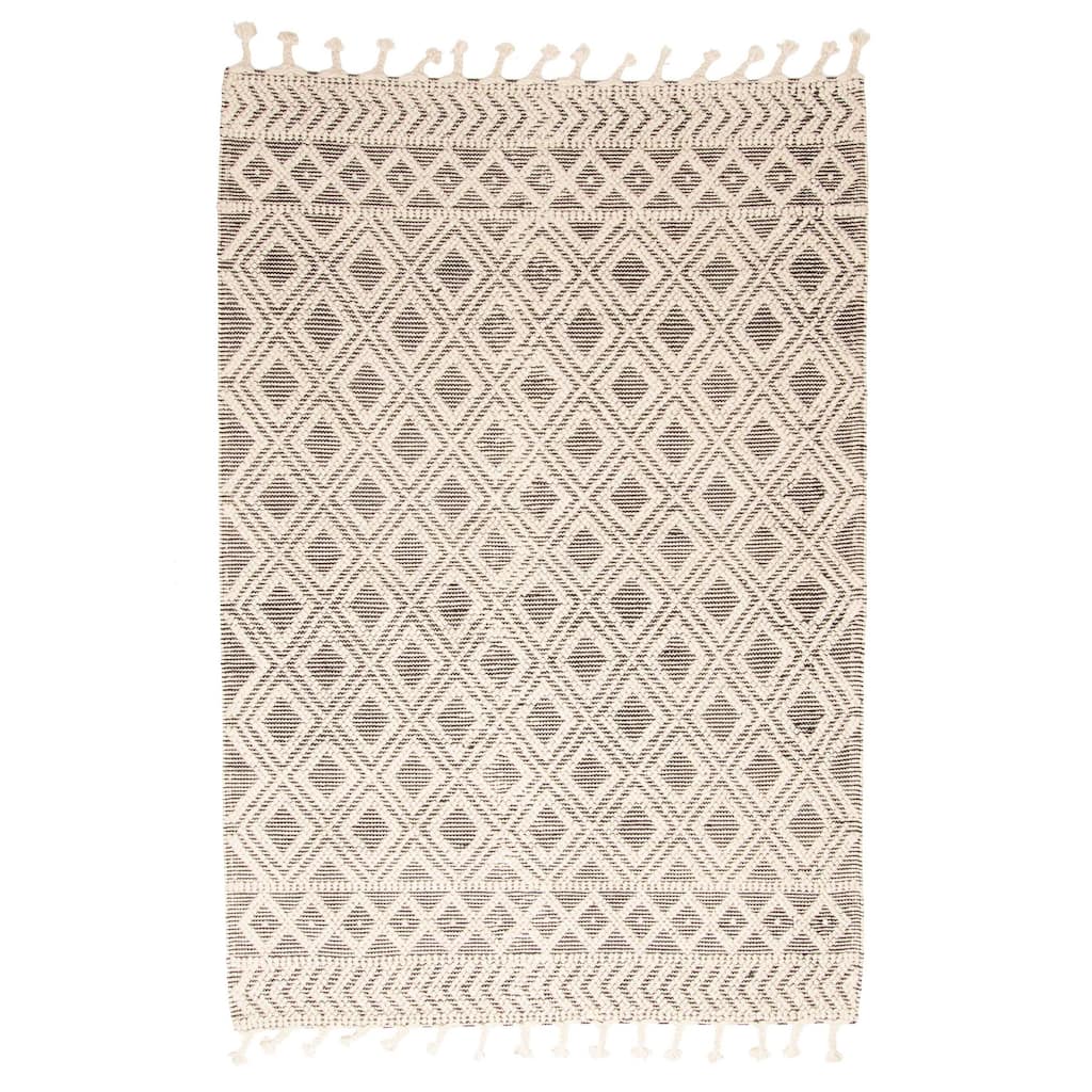 ECARPETGALLERY Braid weave Sienna Beige Wool Rug - 5'0 x 7'6