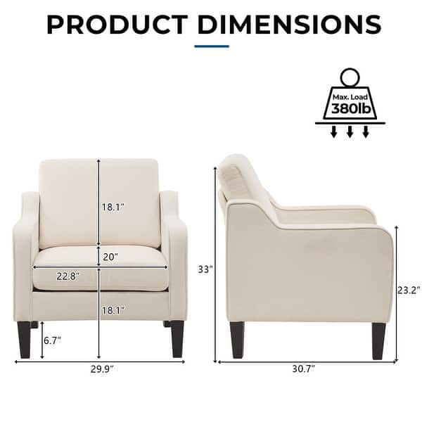 dimension image slide 13 of 19, VINGLI Mid Century Modern Fabric Accent Chair