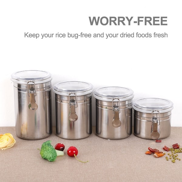 Shop 4pcs Stainless Steel Airtight Canister Set Kitchen Counter