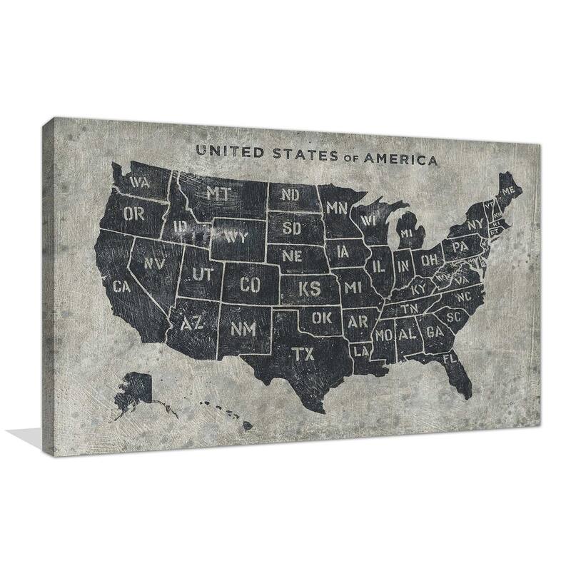 "Grunge USA Map" Print on Canvas
