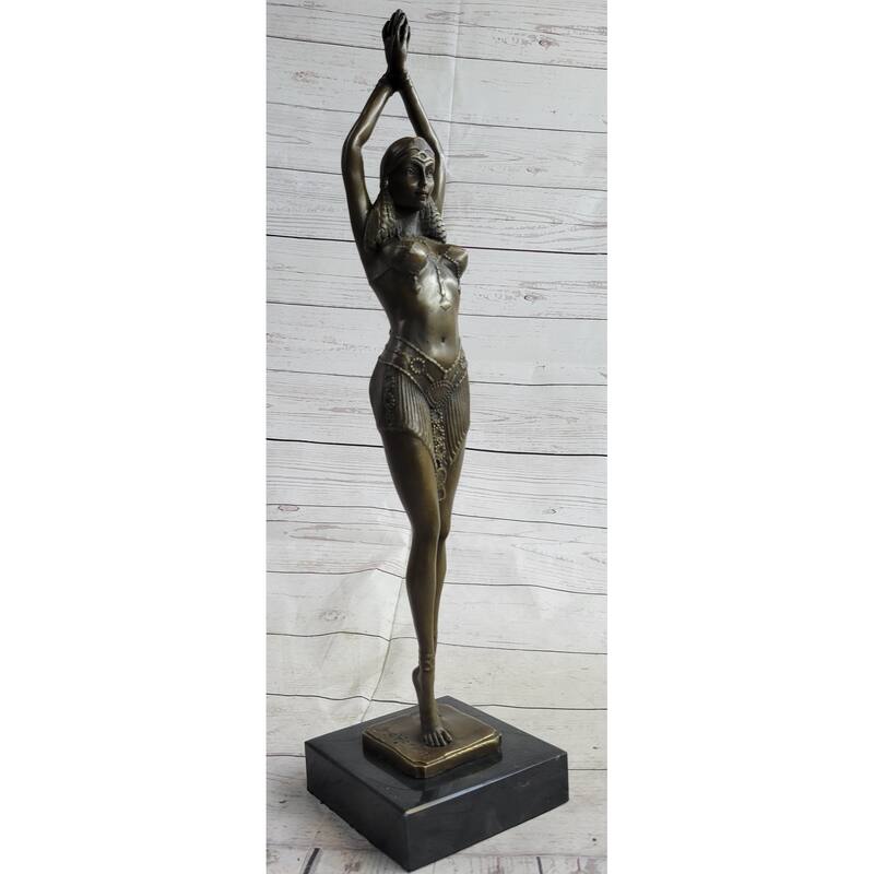 Chiparus Star Dancer Girl Art Deco Bronze Statue Sculpture Figure On Marble Base 14 Inches X 7 Inches