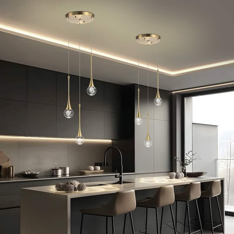 Starsky 3-Light LED 4500K Teardrop Crystal Cluster Pendant