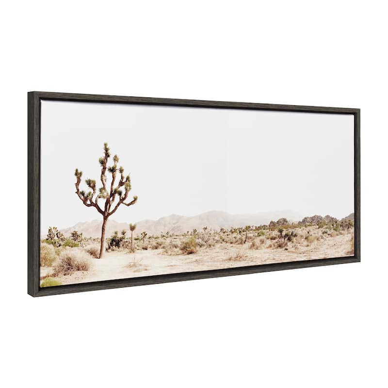 Kate and Laurel Sylvie Joshua Tree Framed Canvas by Amy Peterson - 18x40 - Plastic - Grey
