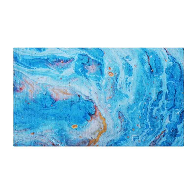 Luxurious Woven Cotton Cushioned Thick Kitchen Mat Rug - Anti-Fatigue, Anti-Skid, - 18''x30'' - Blue