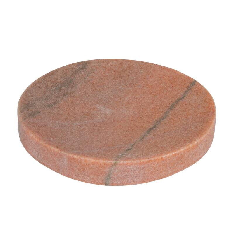 Marble Round Soapdish - 5.0"L x 5.0"W x 1.0"H - Pink