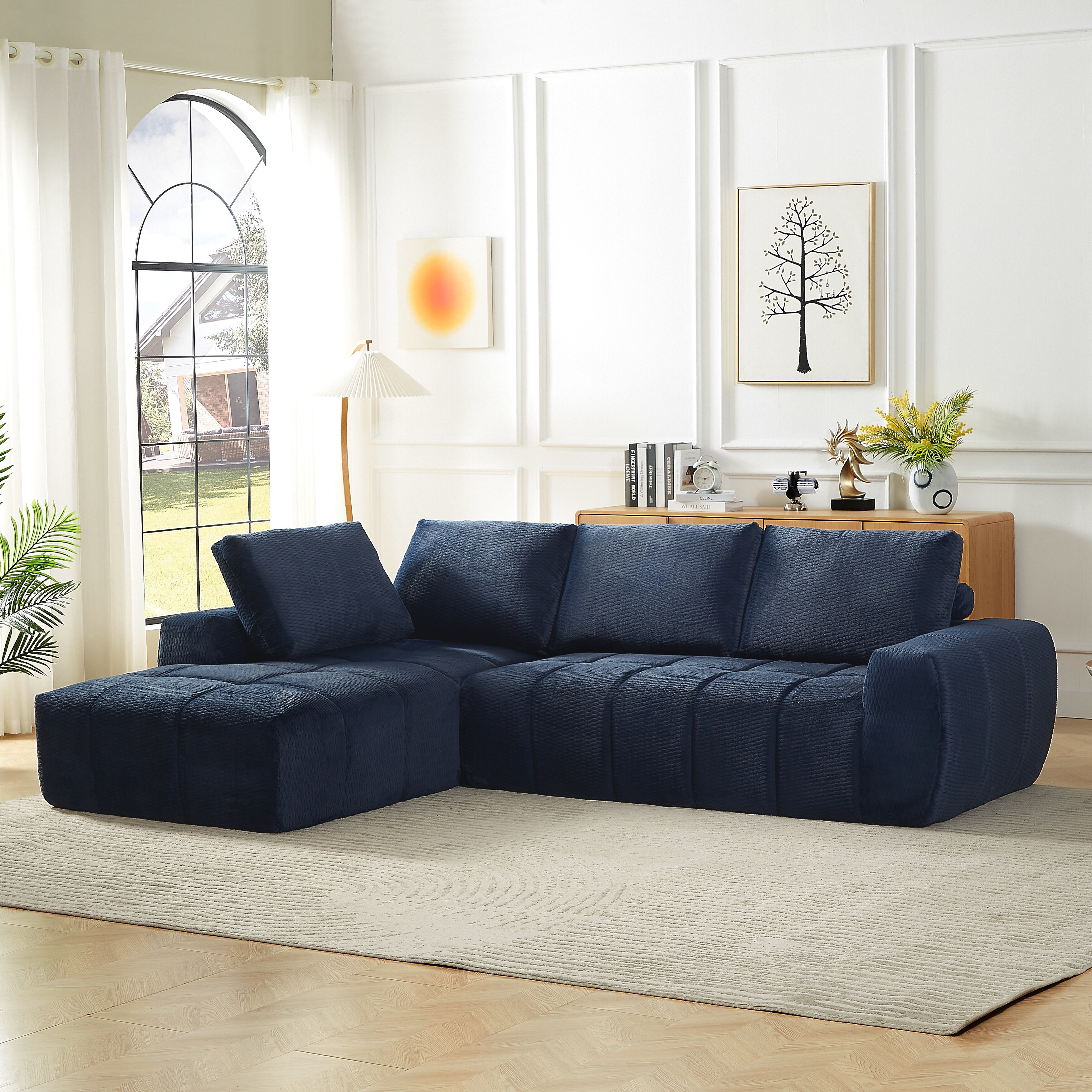 Modular L Shaped Sectional Sofa with Chaise, Oversized Free