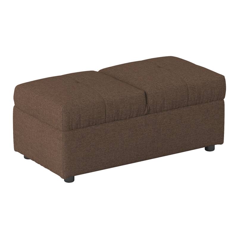 Stylish 1pc Storage Ottoman Convertible Chair Foam Cushioned Fabric Upholstered Solid Wood Plywood Frame Living Room Furniture