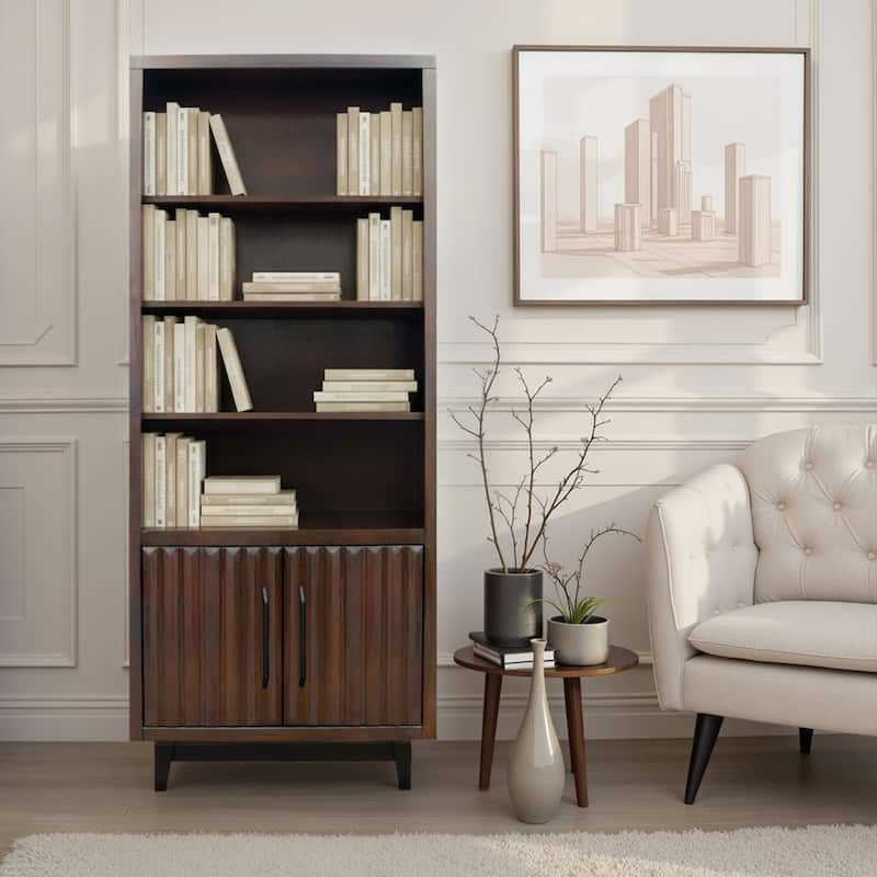 Bridgevine Home Radiance 78 inch High Bookcase Pier, No Assembly Required - Rosewood