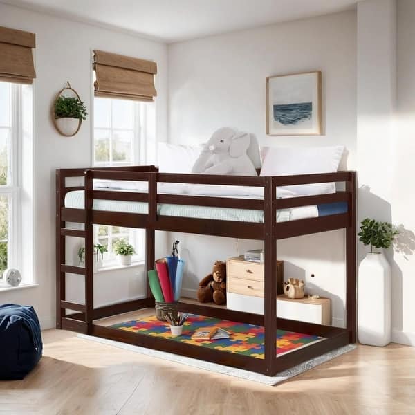 slide 2 of 7, Twin Loft Bed with Ladder & Safety Guaranteed, Espresso Espresso