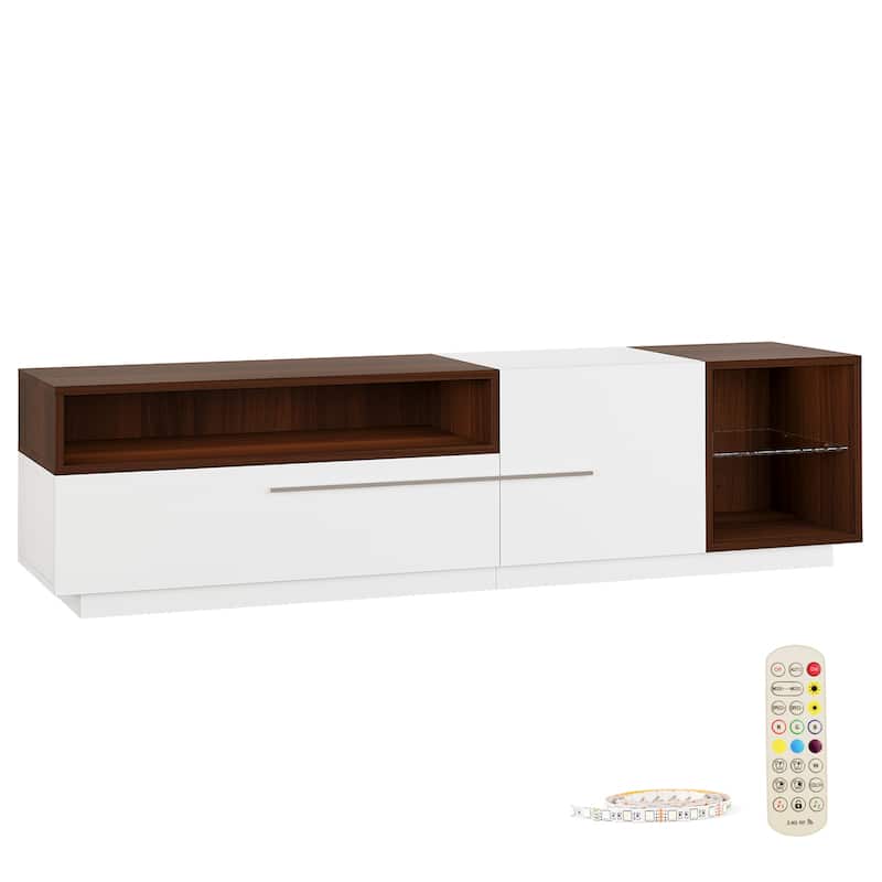 Gymojoy 71" LED TV Stand for 70-80 inch TV, Modern Entertainment Center with Storage Cabinet, Minimalist TV Console. - 71"W.