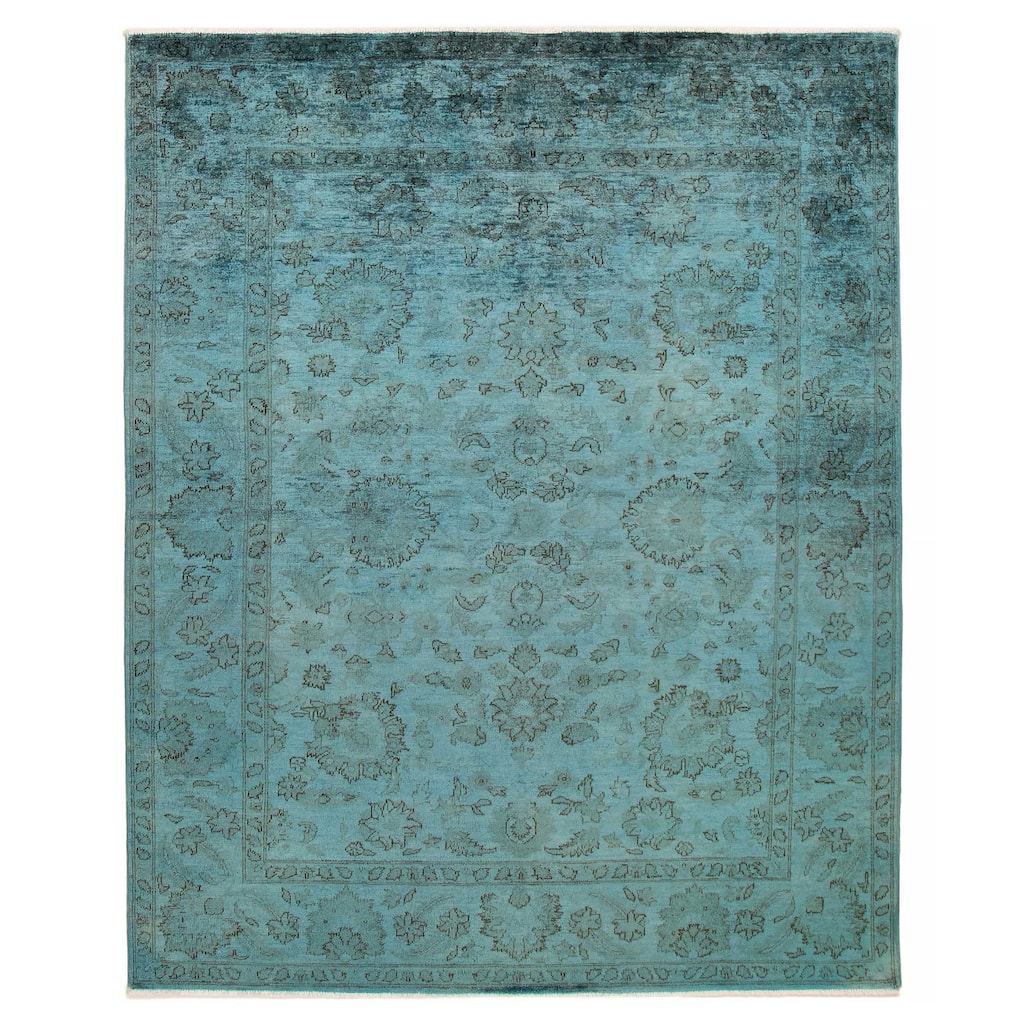 ECARPETGALLERY Hand-knotted Vibrance Turquoise Wool Rug - 6'5 x 8'0