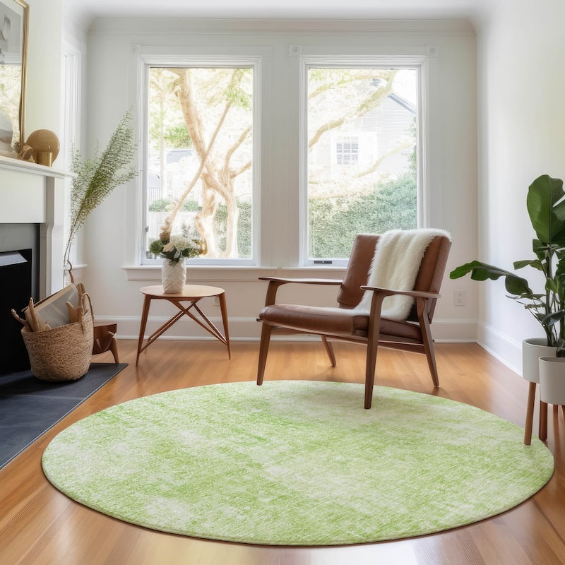 Premium Washable Super Soft Solid Ombre Mayfield Rug - Aloe - 8' x 8' - Round