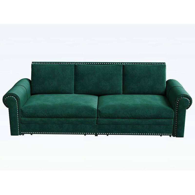 Pull Out Sofa Bed with Nailhead Trim & Rolled Arm,Multi-Functional for Living Room