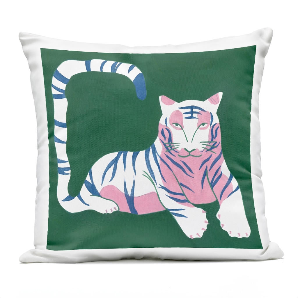 Stupell Modern Tiger with Curved Tail Printed Outdoor Throw Pillow Design by Melissa Wang